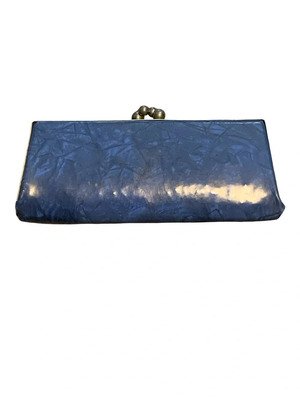 Vintage 1950s Blue Metal Frame Kiss Lock Eye Glass Case